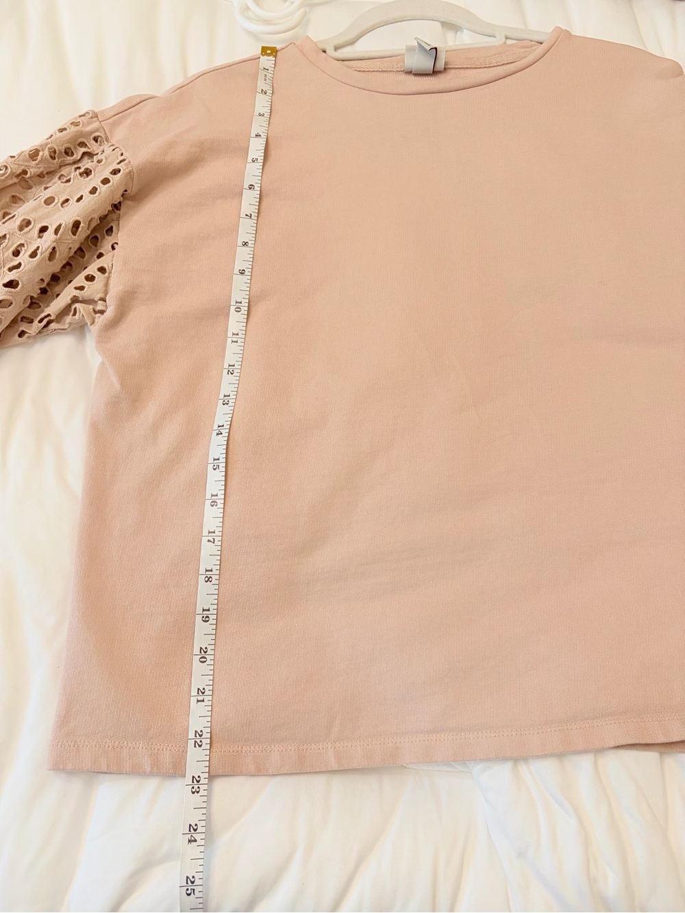 A New Day Puff Sleeve Eyelet Tee in Soft Tan - Picture 6 of 11